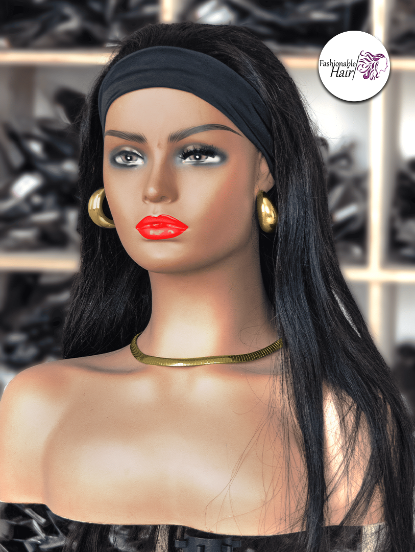 Perruque bandeau Lisse 100%human hair de couleur naturelle en qualité rémy