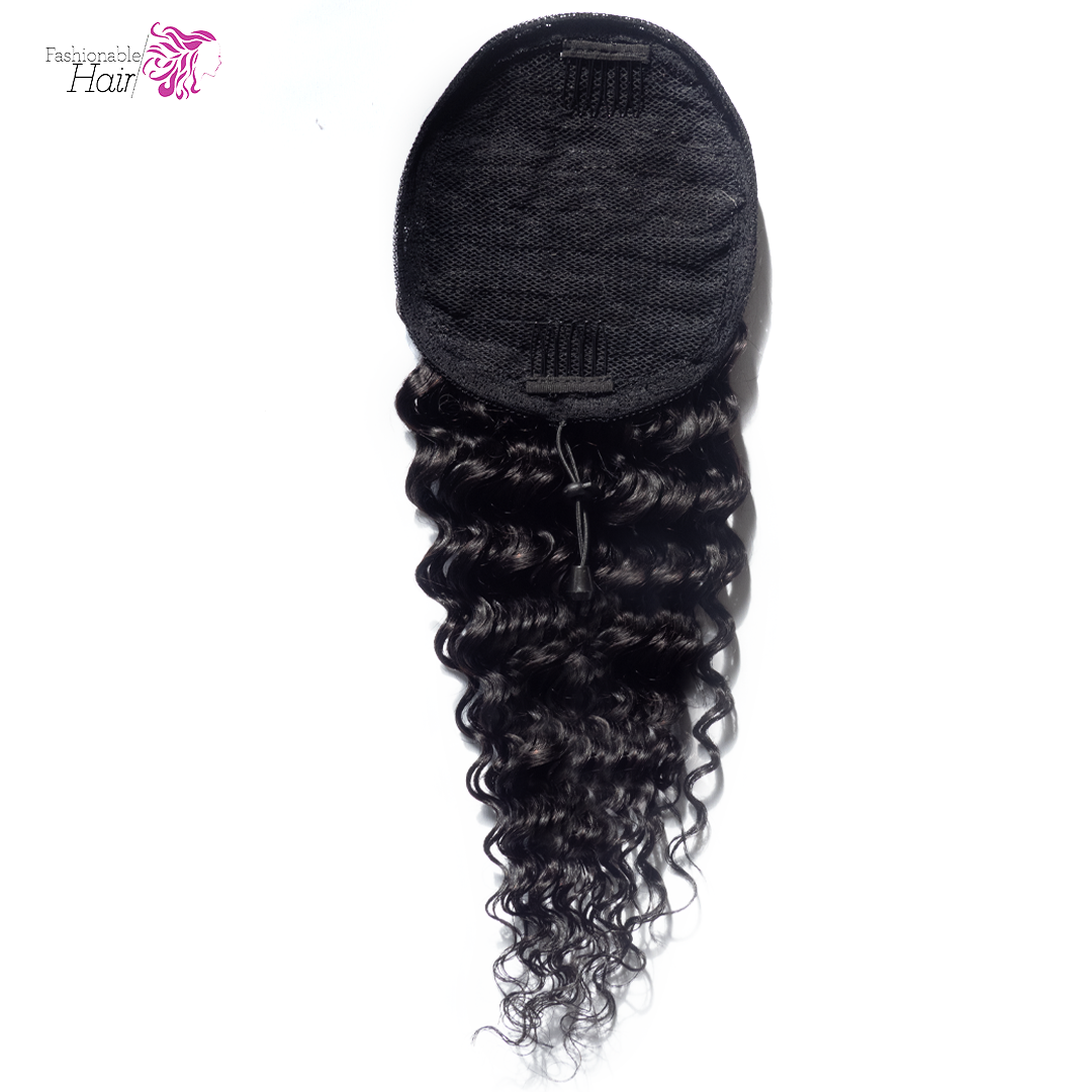 Ponytail deep wave couleur naturelle 100%human hair qualité rémy