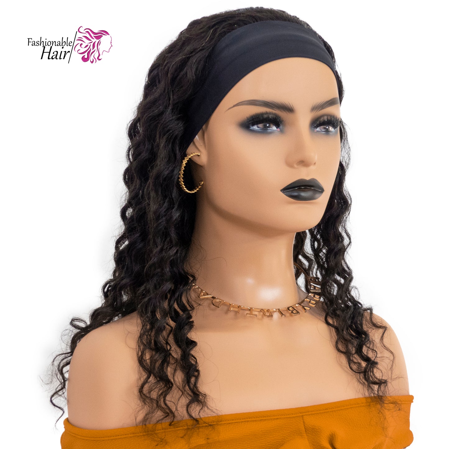 Perruque bandeau deep wave 100%human hair couleur naturelle qualité rémy