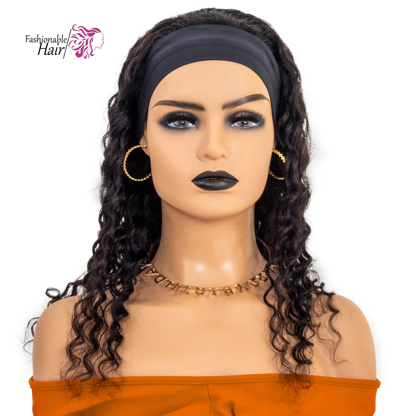 Perruque bandeau deep wave 100%human hair couleur naturelle qualité rémy