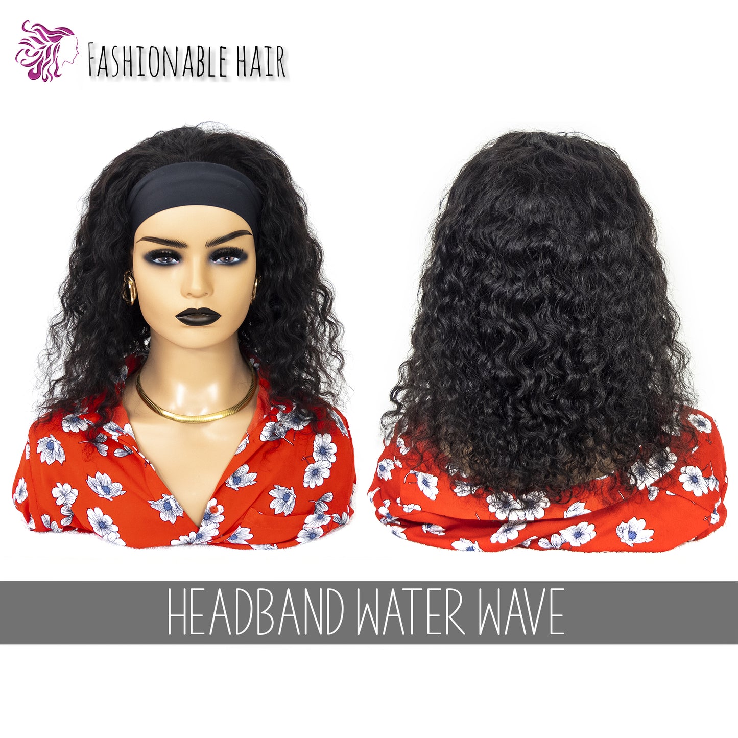 Perruque bandeau water wave 100%humain hair couleur naturelle en qualité rémy